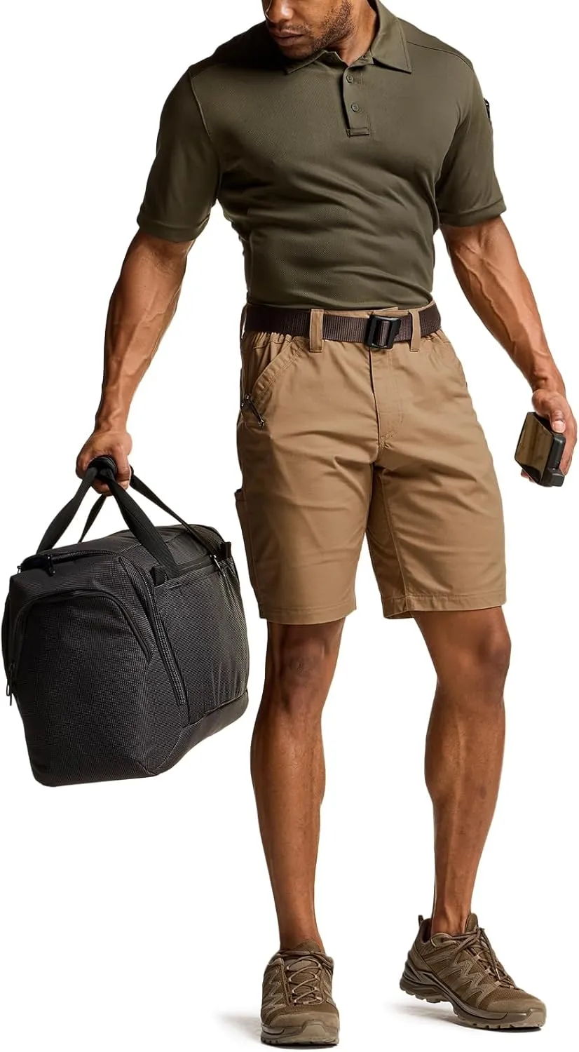 CQR Men's Flex Casual Cargo Shorts, Lightweight Water Resistant Golf Shorts, Stretch Tactical Work Shorts with Multi-Pocket