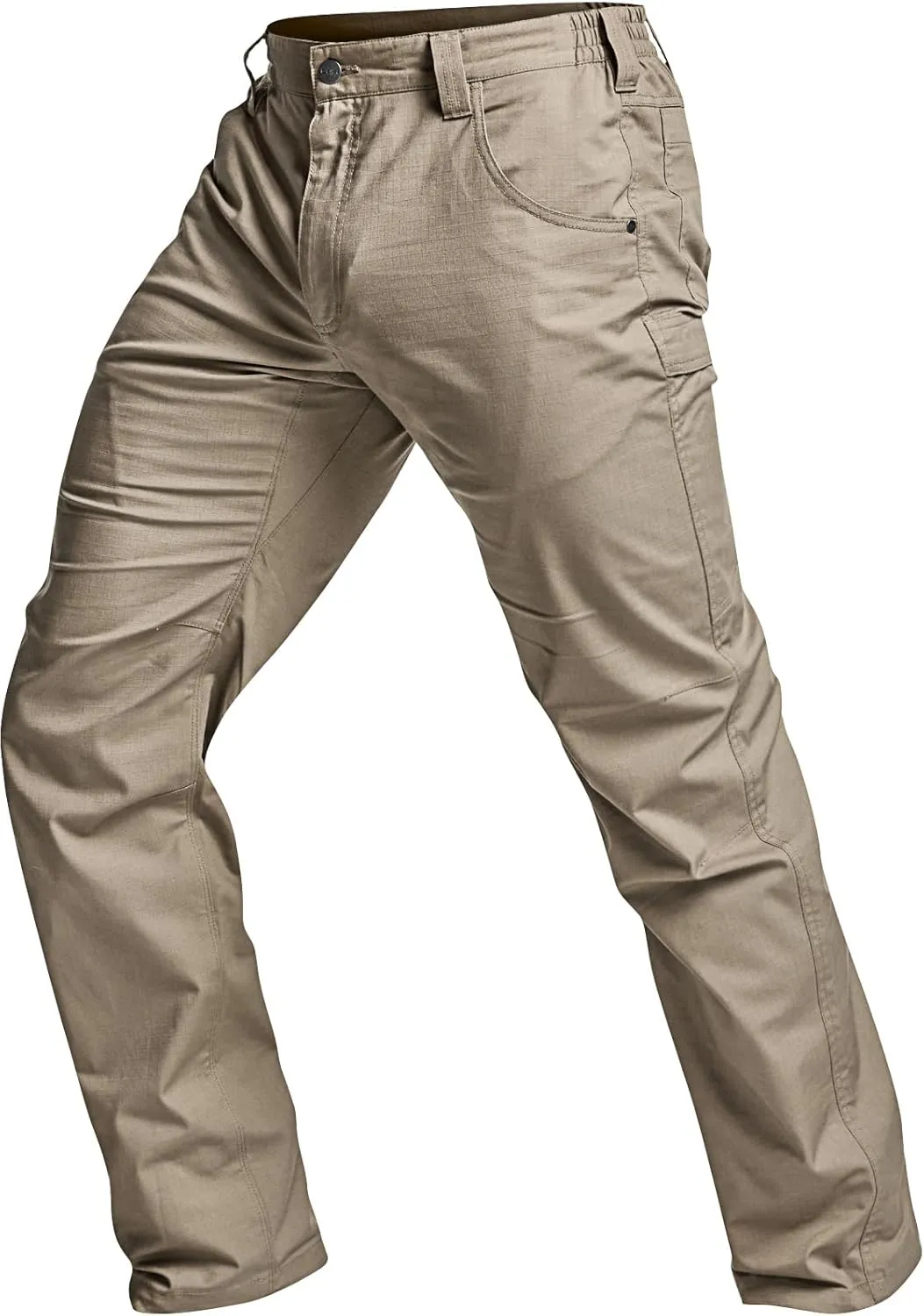 CQR Men's Utility Flex Cargo Pants, Classic-Fit Casual Stretch Work Pants, Water Resistant Lightweight Tactical Hiking Pants
