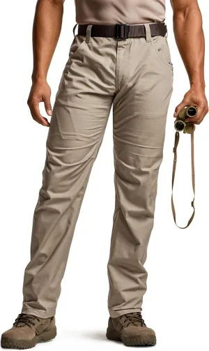 CQR Men's Utility Flex Cargo Pants, Classic-Fit Casual Stretch Work Pants, Water Resistant Lightweight Tactical Hiking Pants