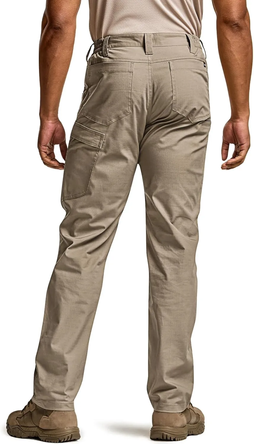 CQR Men's Utility Flex Cargo Pants, Classic-Fit Casual Stretch Work Pants, Water Resistant Lightweight Tactical Hiking Pants