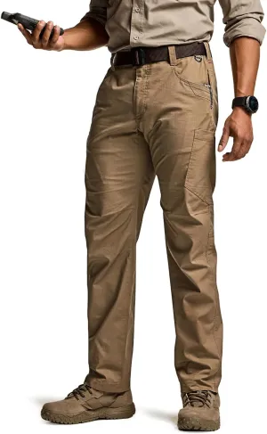 CQR Men's Utility Flex Cargo Pants, Classic-Fit Casual Stretch Work Pants, Water Resistant Lightweight Tactical Hiking Pants