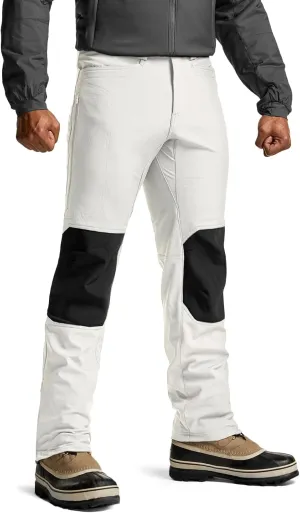 CQR Men's Winter Waterproof Softshell Fleece-Lined Snow Ski Pants, Thermal Outdoor Cargo Work Hiking Pants