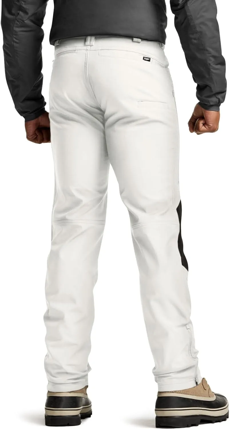 CQR Men's Winter Waterproof Softshell Fleece-Lined Snow Ski Pants, Thermal Outdoor Cargo Work Hiking Pants