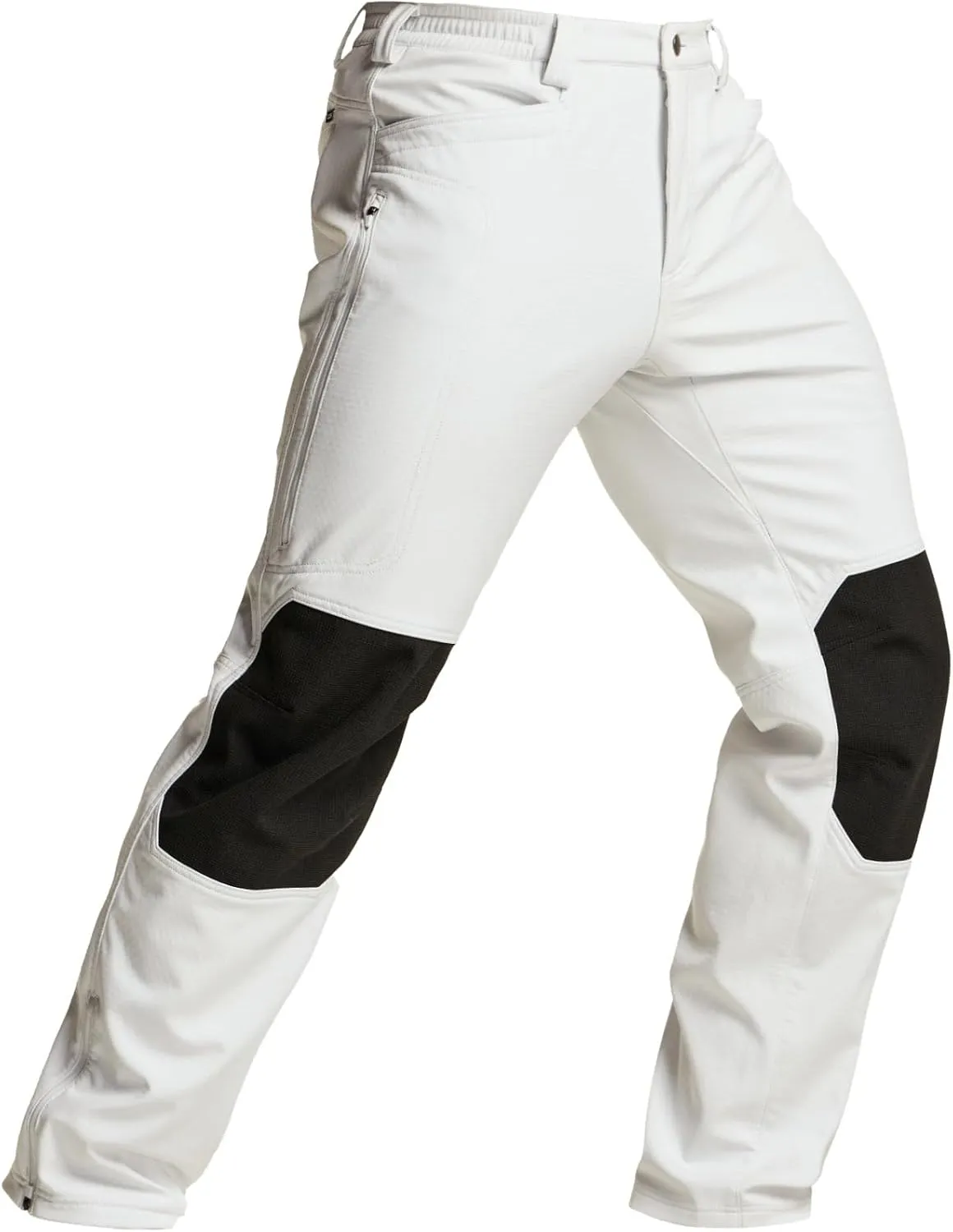 CQR Men's Winter Waterproof Softshell Fleece-Lined Snow Ski Pants, Thermal Outdoor Cargo Work Hiking Pants