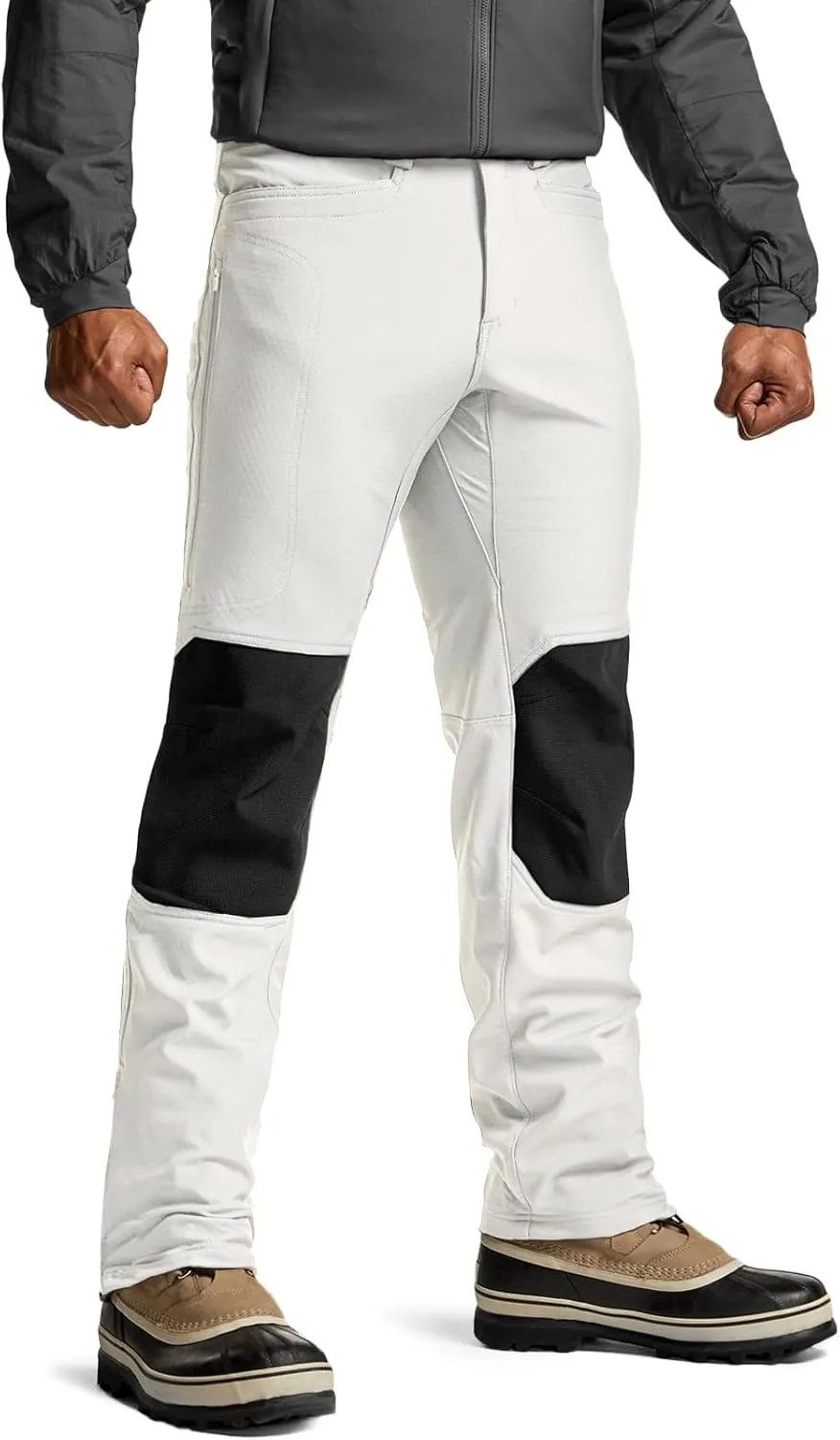 CQR Men's Winter Waterproof Softshell Fleece-Lined Snow Ski Pants, Thermal Outdoor Cargo Work Hiking Pants