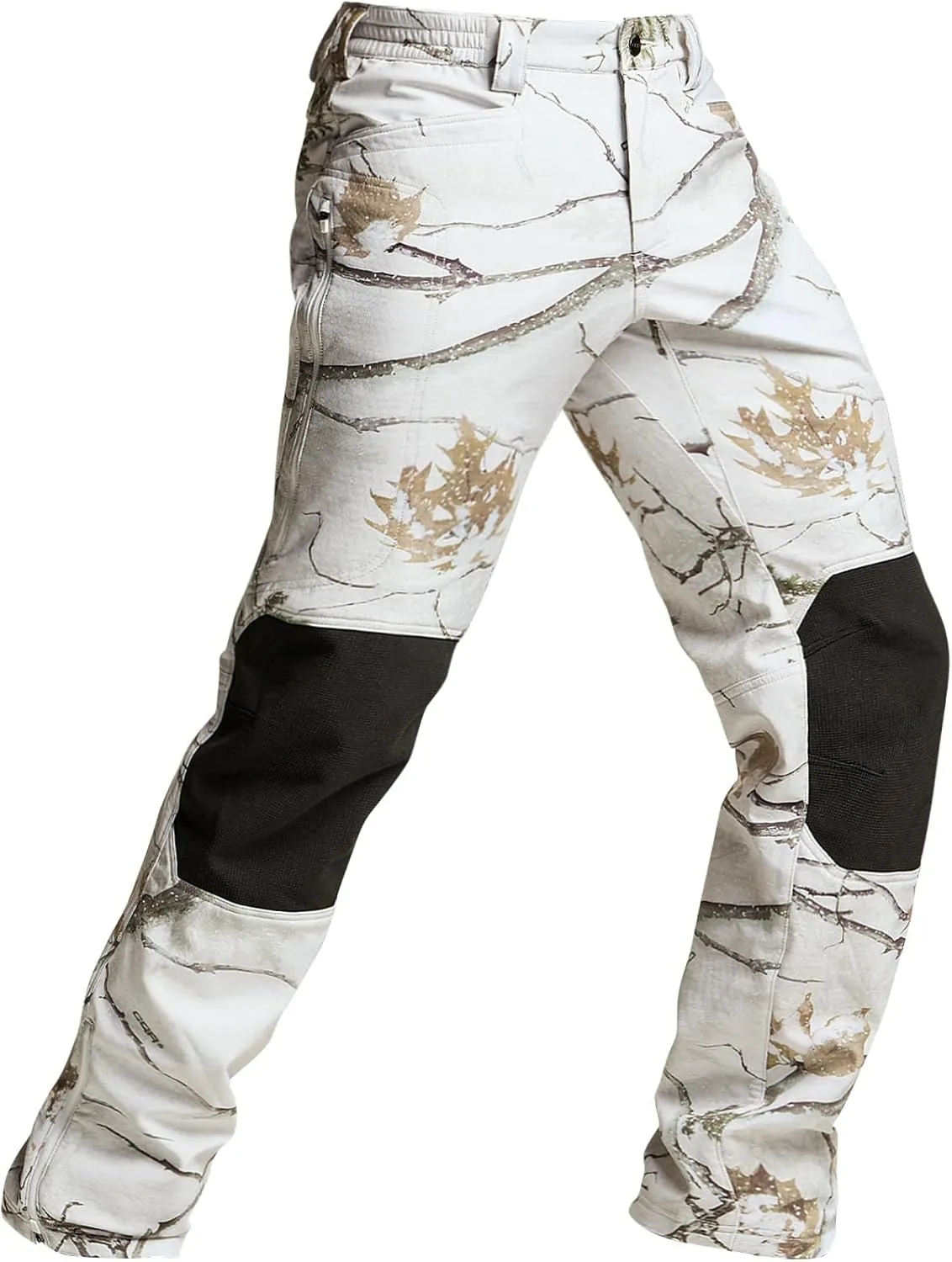 CQR Men's Winter Waterproof Softshell Fleece-Lined Snow Ski Pants, Thermal Outdoor Cargo Work Hiking Pants