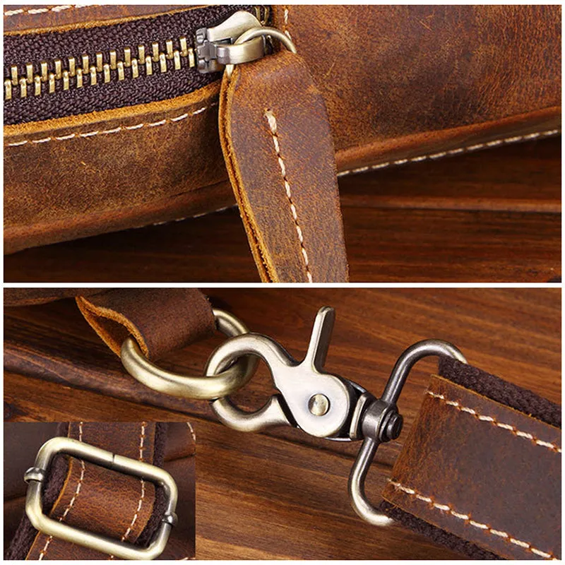Crazy Horse Leather Chest Pack Handmade Chest Bag Casual Shoulder Travel Bag