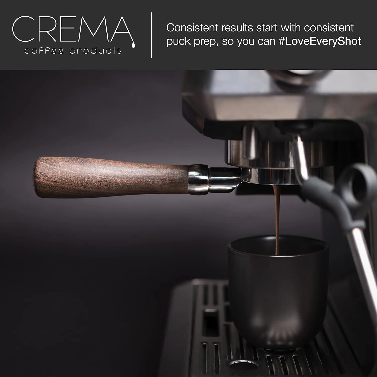 Crema Coffee Products - 54mm 2-in-1 Tamper & Distributor - Silver - Compatible with 54mm Breville Portafilters - Double Sided, Adjustable Depth - Beautiful Espresso Hand Tampers, Silver