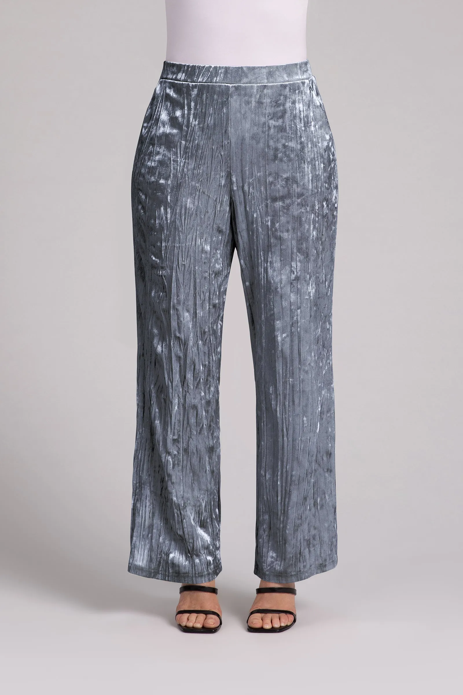 Crinkle Velvet Straight Leg Pant