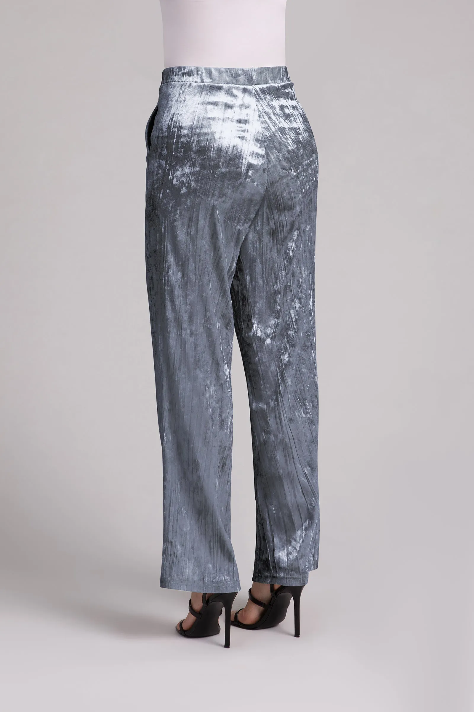 Crinkle Velvet Straight Leg Pant