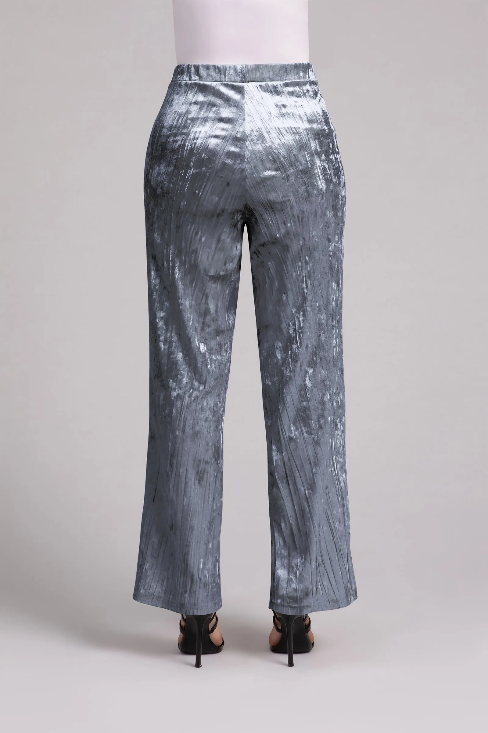 Crinkle Velvet Straight Leg Pant