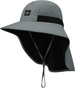 Croogo Wide Brim Sun Hat with Neck Flap Mesh UV Protection Quick Dry Fishing Hats Waterproof Summer Hiking Hat for Men Women
