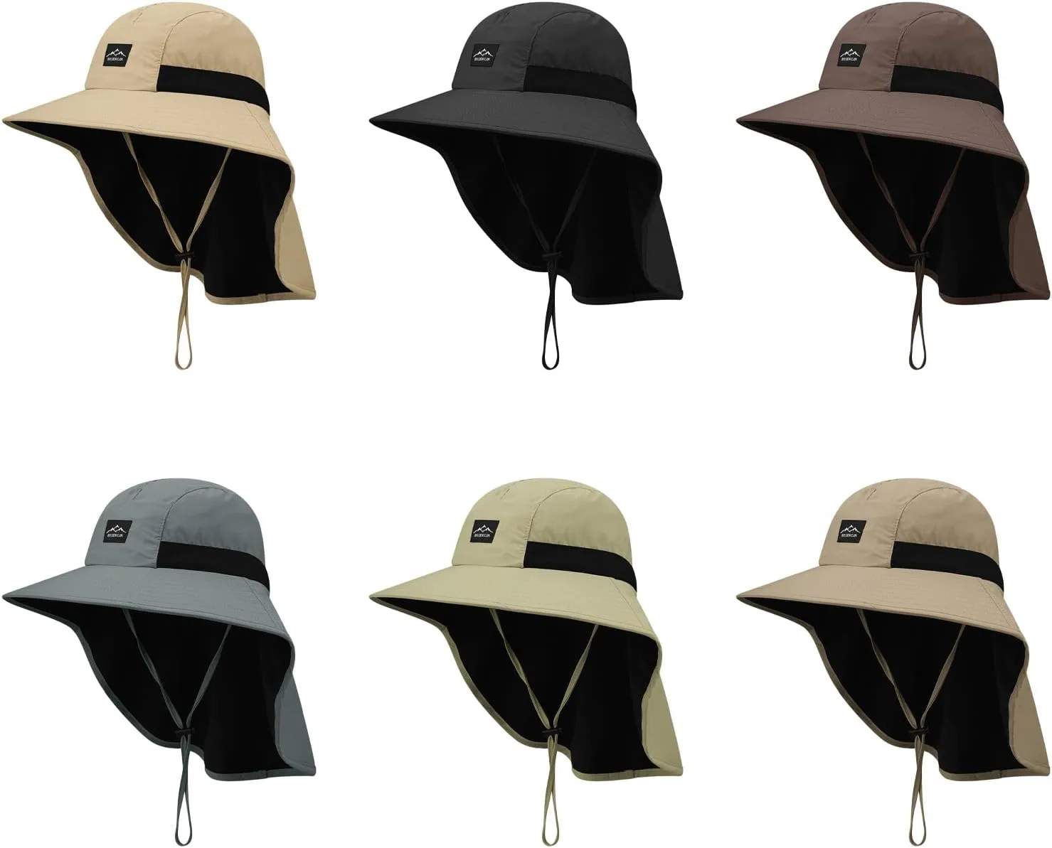 Croogo Wide Brim Sun Hat with Neck Flap Mesh UV Protection Quick Dry Fishing Hats Waterproof Summer Hiking Hat for Men Women