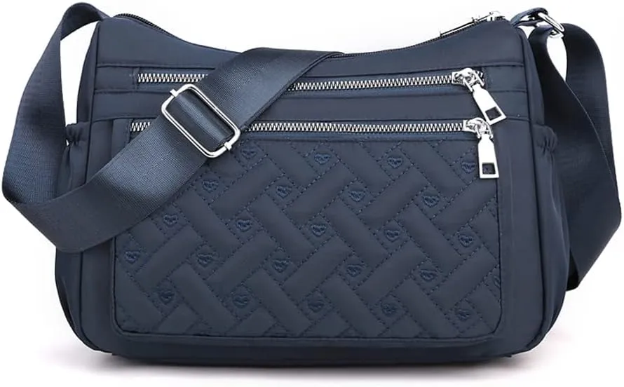 Crossbody Bag for Women Shoulder Handbag Nylon Multi-Pocket Bags Lightweight Work Travel Messenger Bag