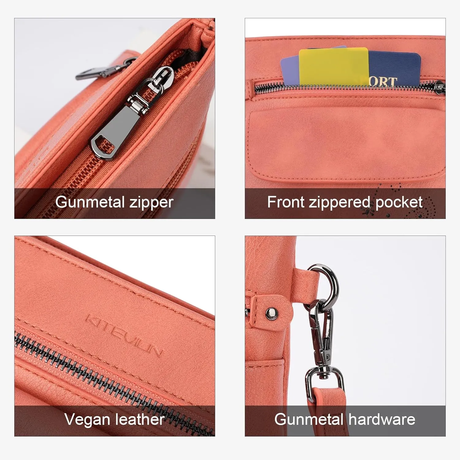 Crossbody Bag for women, Vegan Leathe Cross body Purse with Adjustable Strap, Multi Pocket Shoulder Handbag