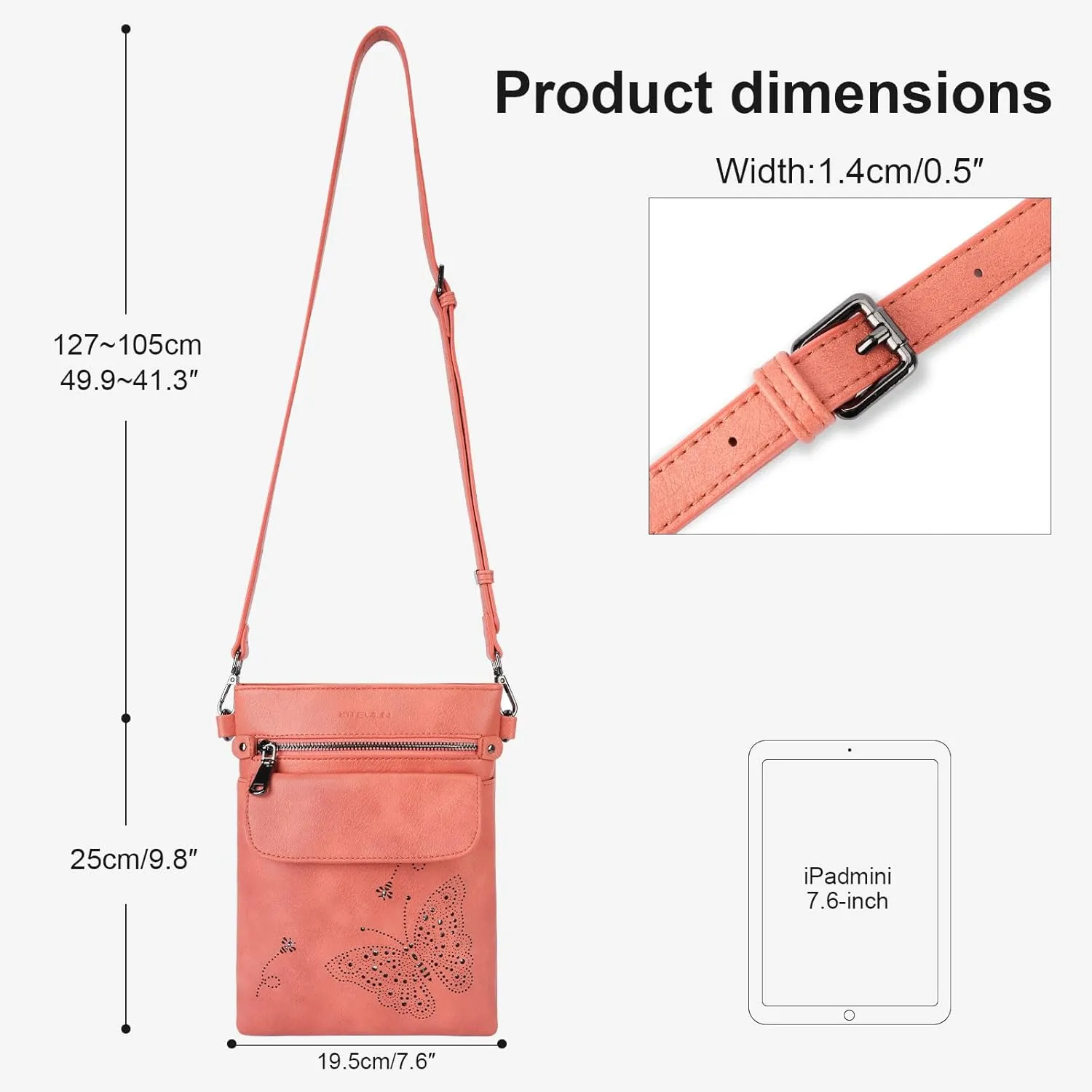 Crossbody Bag for women, Vegan Leathe Cross body Purse with Adjustable Strap, Multi Pocket Shoulder Handbag