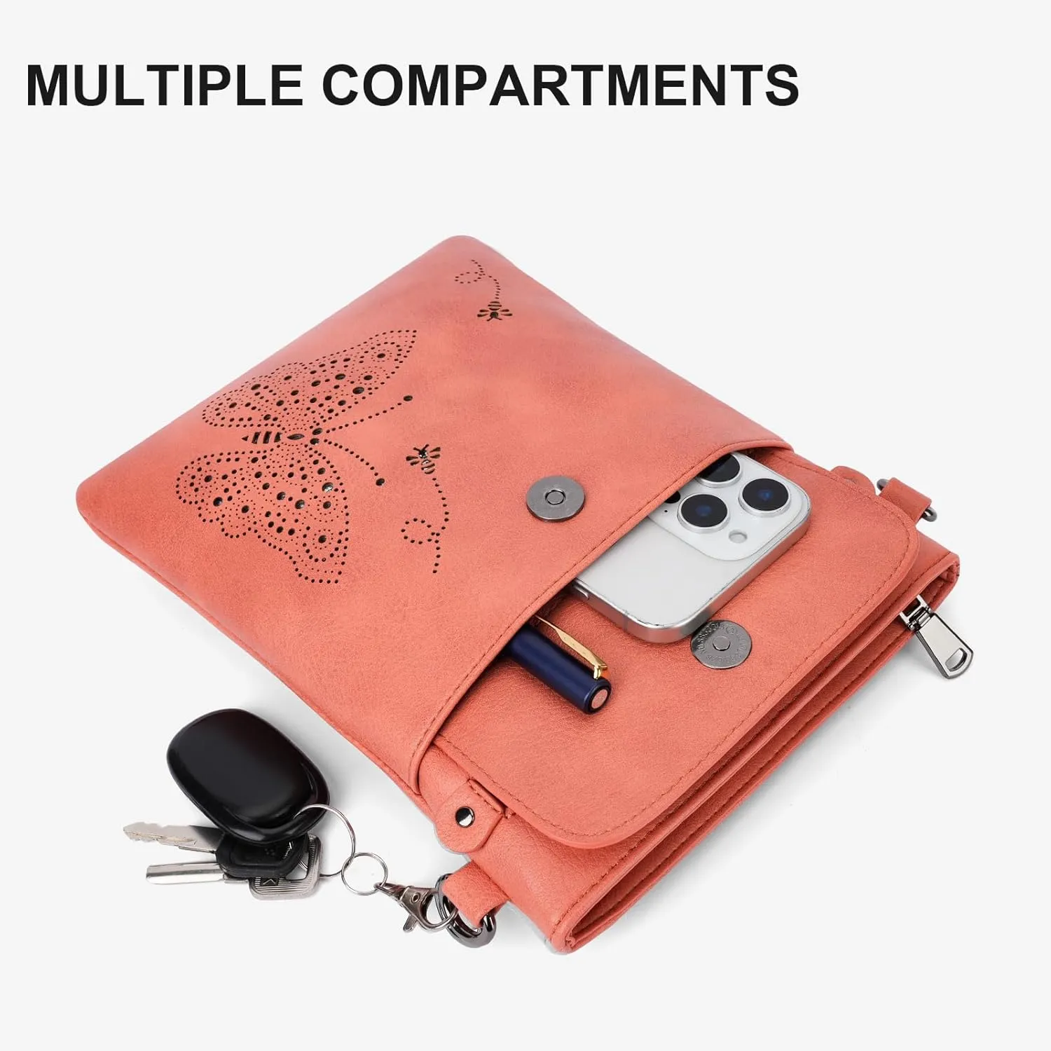 Crossbody Bag for women, Vegan Leathe Cross body Purse with Adjustable Strap, Multi Pocket Shoulder Handbag