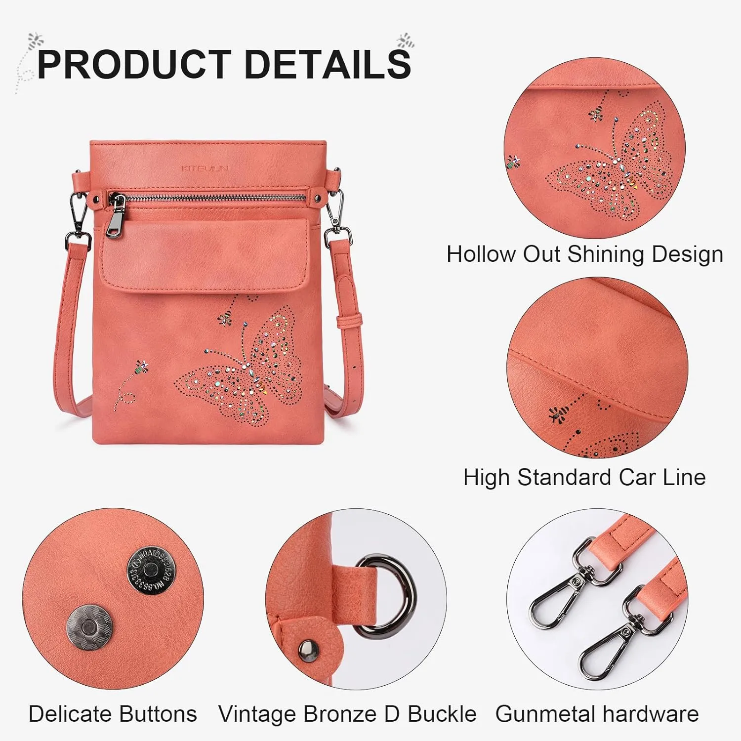 Crossbody Bag for women, Vegan Leathe Cross body Purse with Adjustable Strap, Multi Pocket Shoulder Handbag