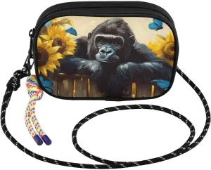 Crossbody Bags Gorilla Sunflower Fence for Women Cell Phone Purses Women's Shoulder Handbags Wallet Purse with Adjustable Strap
