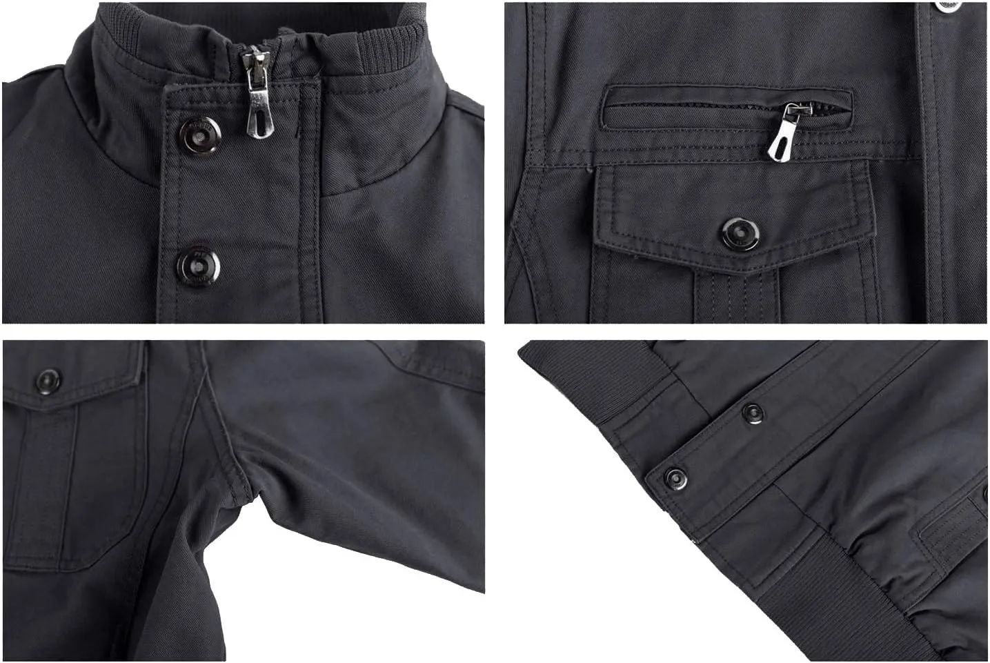 CRYSULLY Men's Spring Fall Casual Windbreaker Jacket Cargo Stand Collar Military Bomber Jackets Coat