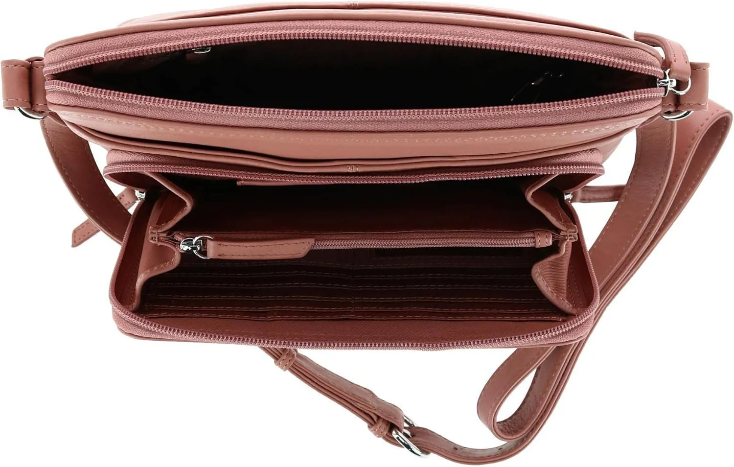 CTM® Women's Leather Shoulder Bag Purse with Side Organizer