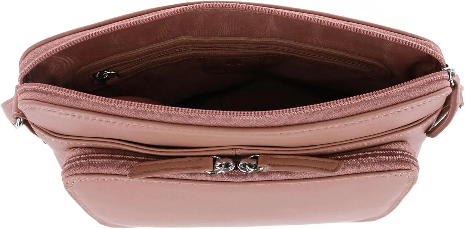 CTM® Women's Leather Shoulder Bag Purse with Side Organizer