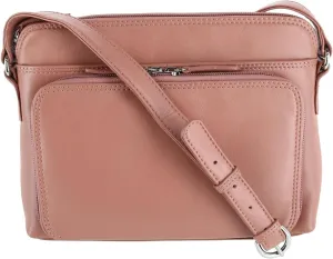 CTM® Women's Leather Shoulder Bag Purse with Side Organizer