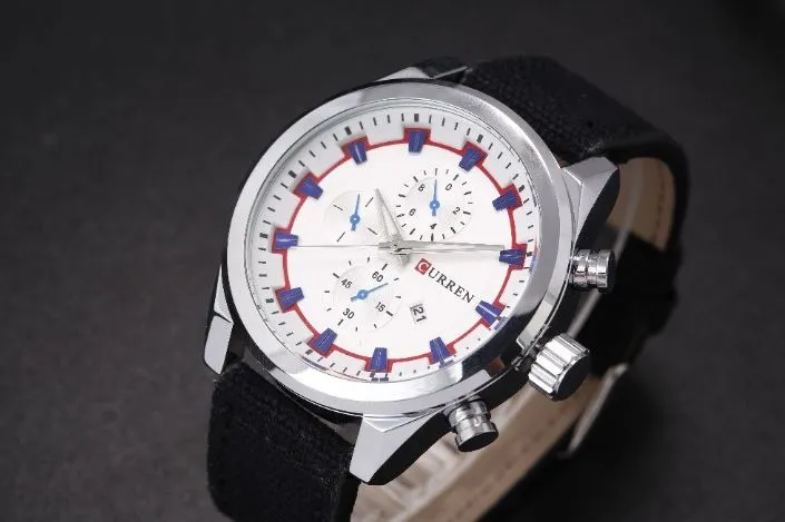 Curren SPORTY Mens Casual Cloth Leather Classic Fashion Watch | 540377