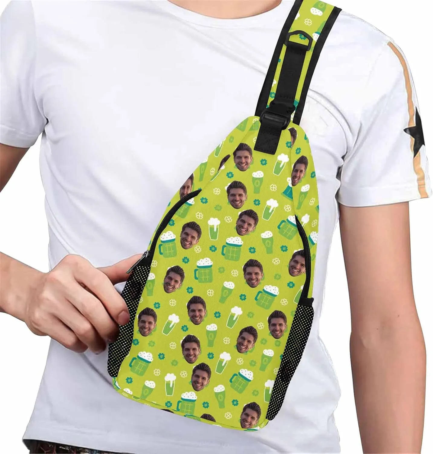 Custom Sling Bag, Personalized Chest Bags Men Women Customized Photo Text Backpack Crossbody Bag Travel Daypack