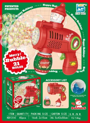 Cute 21-Hole Rotating Bubble Machine with Colorful LED Lights,Adorable Bubble Blower for Kids Toddlers, Automatic Bubble Maker with Fun Light, Toy for Outdoor Indoor Party Gifts (Santa Claus)
