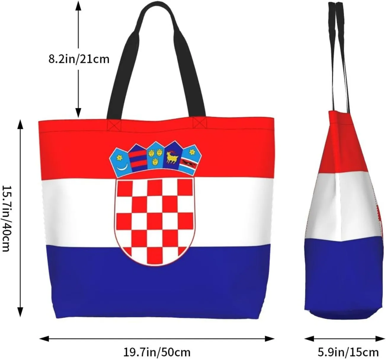 Cute Flag Large Tote Bag For Women Men Reusable Grocery Bag Shopping Shoulder Bag For Travel Work Beach Gym