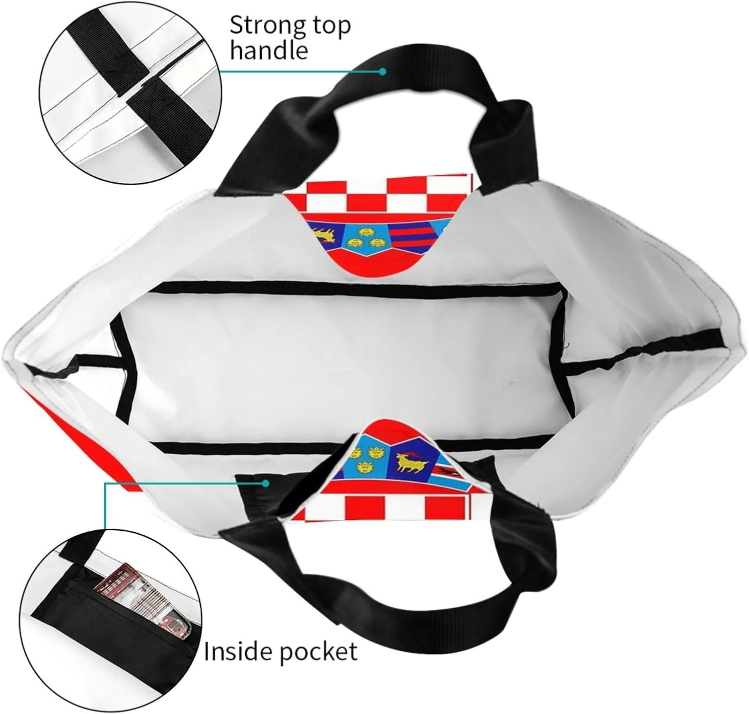Cute Flag Large Tote Bag For Women Men Reusable Grocery Bag Shopping Shoulder Bag For Travel Work Beach Gym