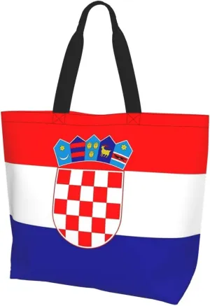 Cute Flag Large Tote Bag For Women Men Reusable Grocery Bag Shopping Shoulder Bag For Travel Work Beach Gym