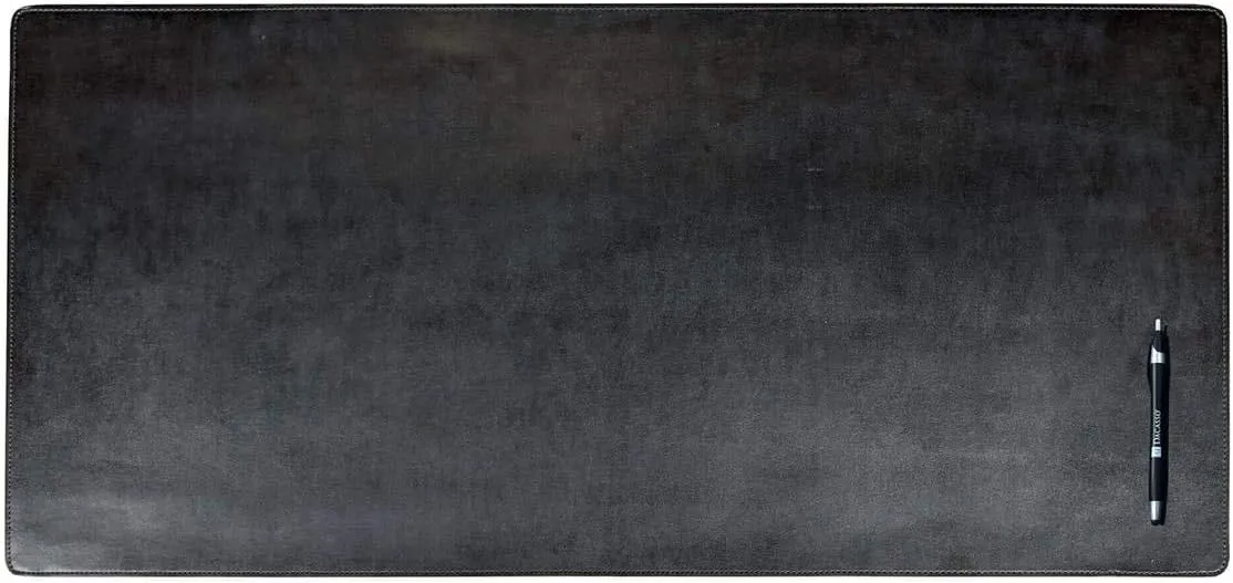 DACASSO Bonded Leather No Core Rollable Desk Mat/Pad - Luxury Leather Desk Blotter for Writing - Executive Desk Surface Protector - (Black, 32” x 15”)