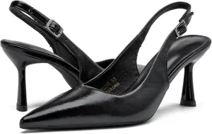 DADAWEN Women's Slingback Kitten Heels Closed Pointed Toe Elegant Dressy Heels Wedding Bride Prom Party Sexy Dress Pumps Shoes