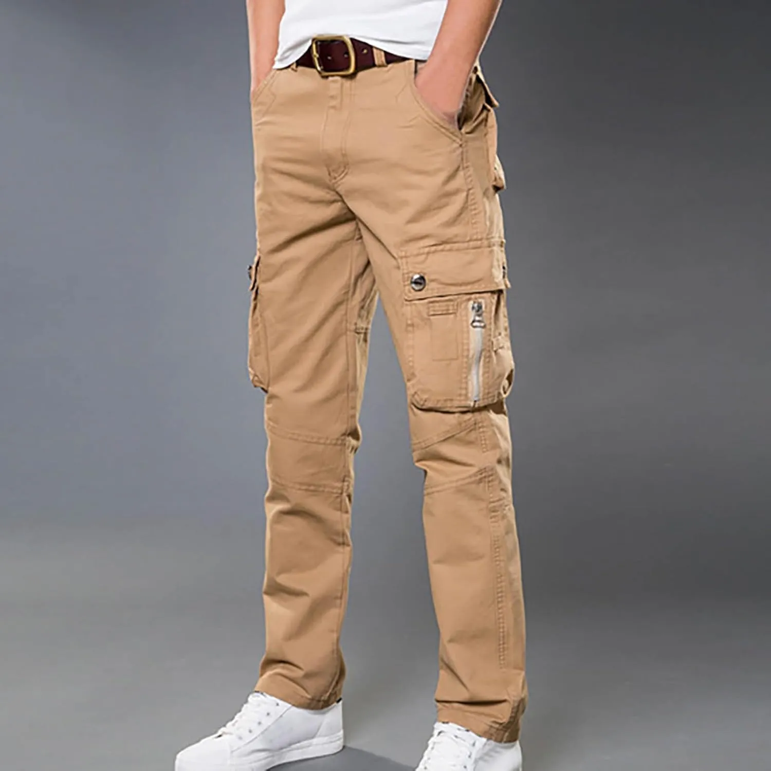 Dademeo Men Military Cargo Pants Combat Trousers Cotton Straight Leg Stretchy Active Pants Athletic Travel Pants with Pockets