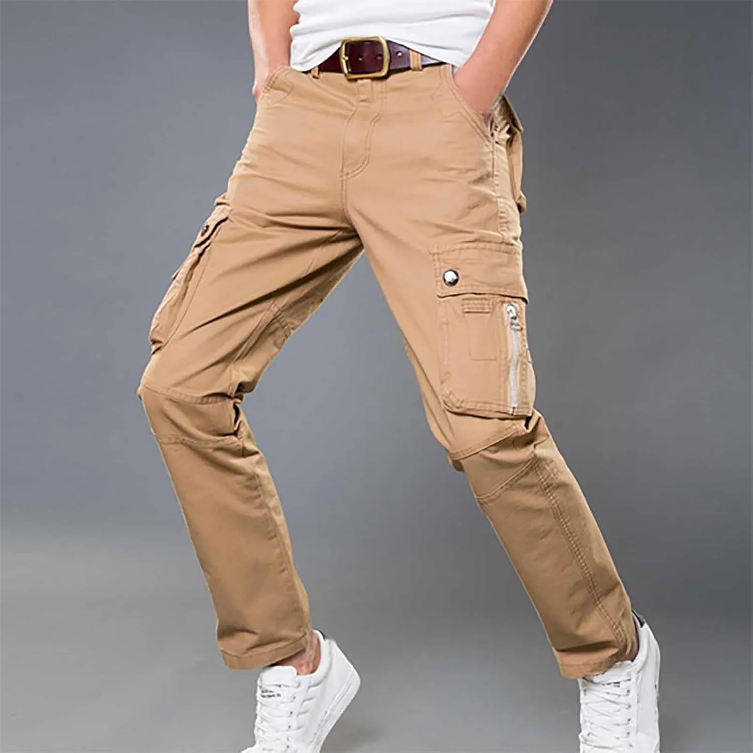 Dademeo Men Military Cargo Pants Combat Trousers Cotton Straight Leg Stretchy Active Pants Athletic Travel Pants with Pockets
