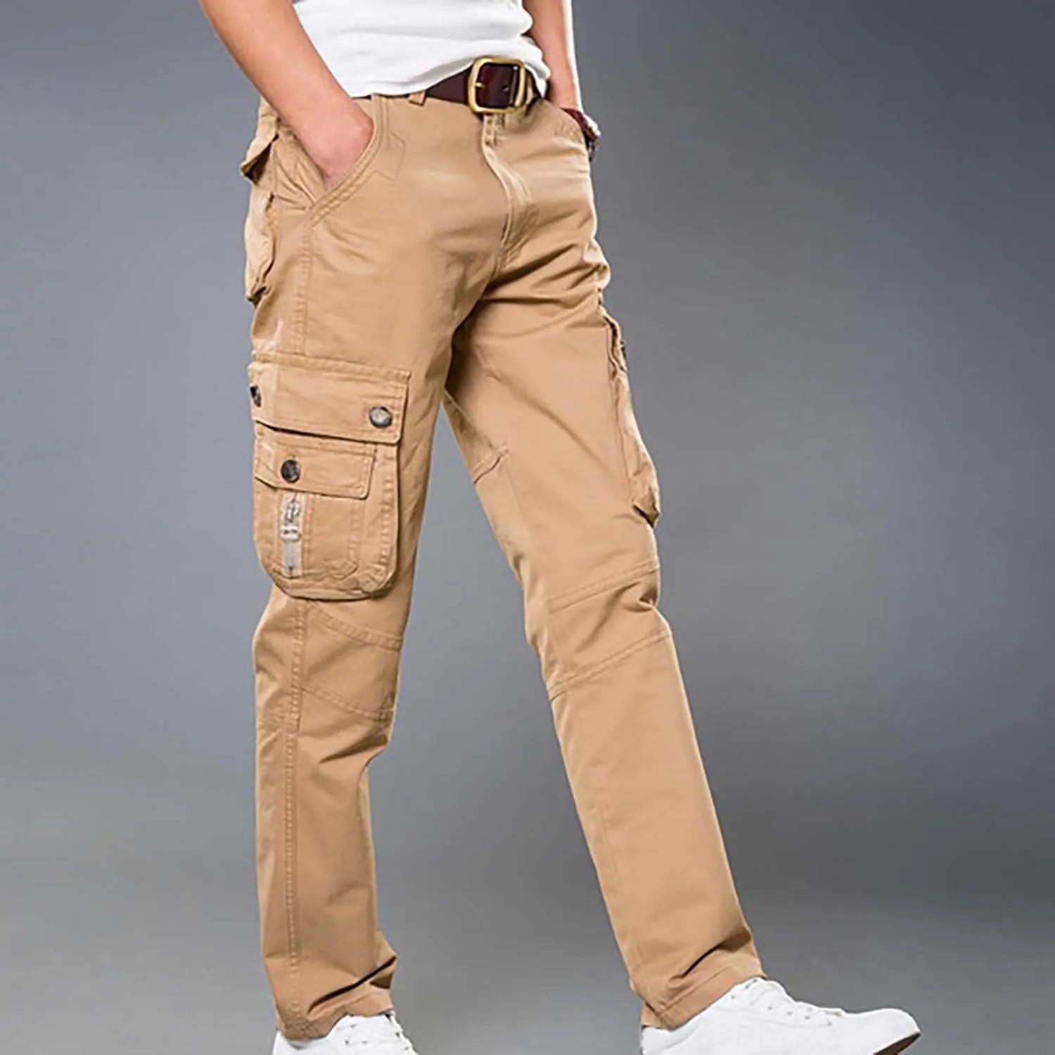 Dademeo Men Military Cargo Pants Combat Trousers Cotton Straight Leg Stretchy Active Pants Athletic Travel Pants with Pockets