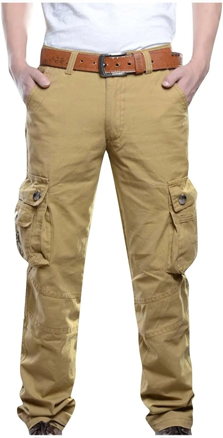 Dademeo Men Military Cargo Pants Combat Trousers Cotton Straight Leg Stretchy Active Pants Athletic Travel Pants with Pockets