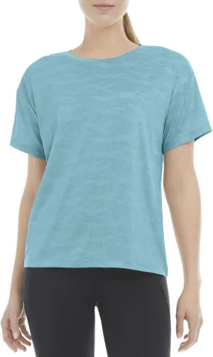 Danskin Women's Short Sleeve Camo Mesh Boxy T-Shirt