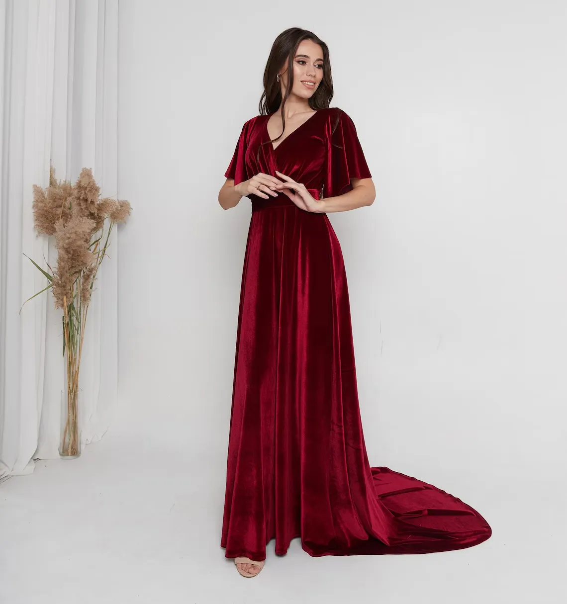 Dark Green Velvet Maxi Dress Elegant Green Dress Stunning Formal Evening Gown