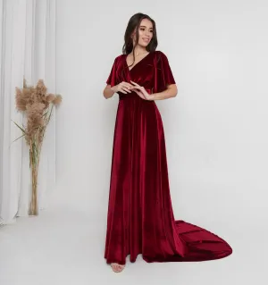 Dark Green Velvet Maxi Dress Elegant Green Dress Stunning Formal Evening Gown