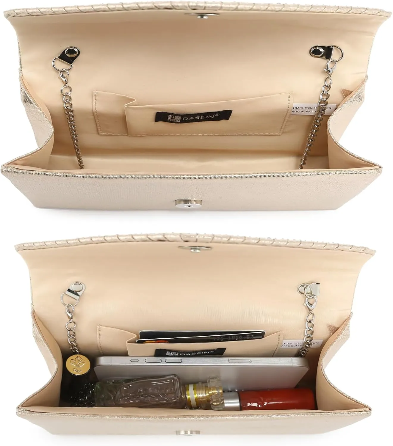 Dasein Ladies Frosted Satin Evening Clutch Purse Bag Crossbody Handbags Party Prom Wedding Envelope
