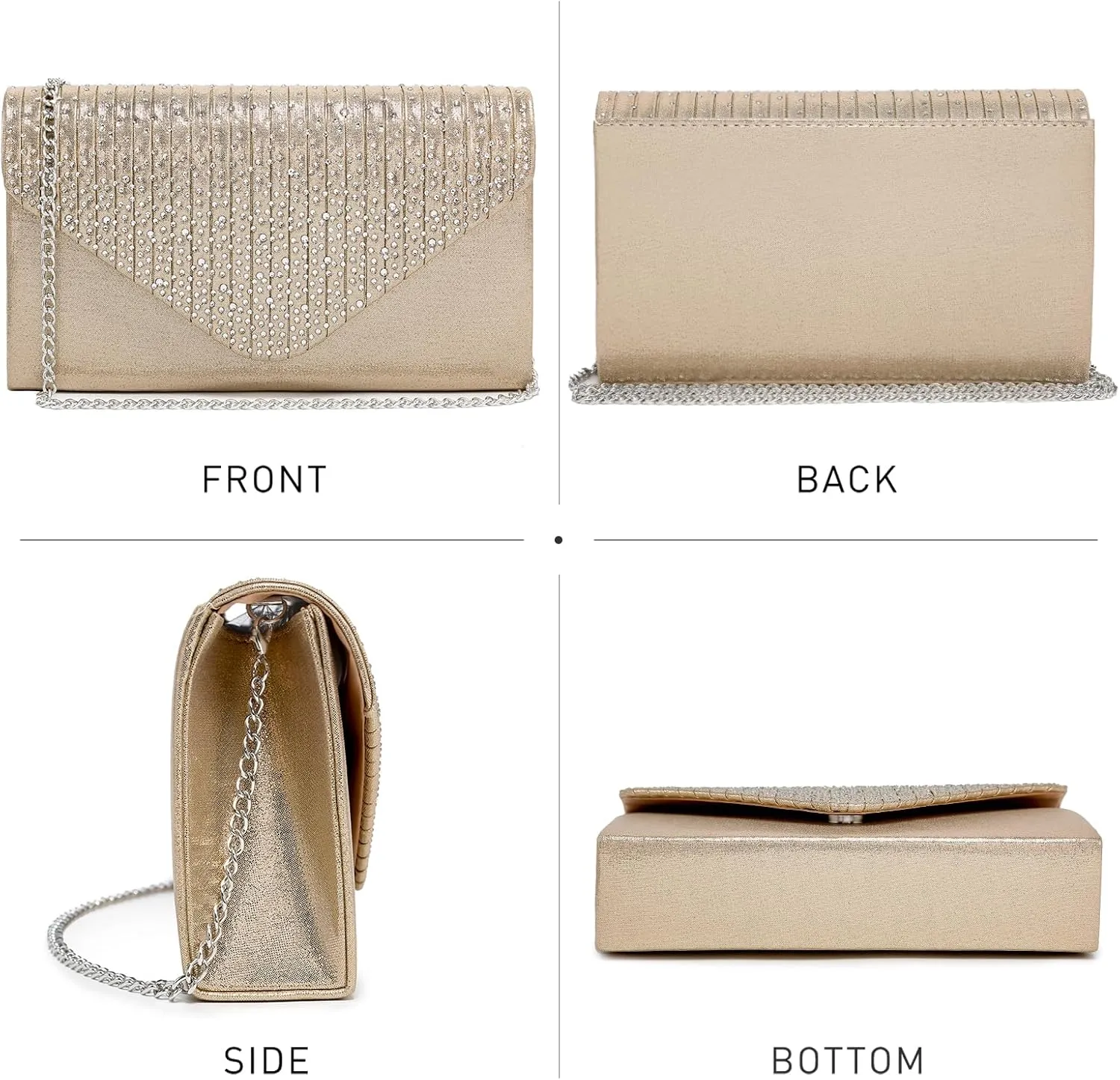 Dasein Ladies Frosted Satin Evening Clutch Purse Bag Crossbody Handbags Party Prom Wedding Envelope