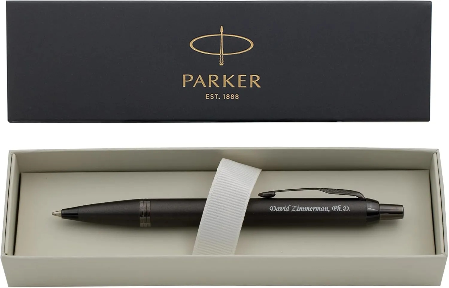 Dayspring Pens Personalized Parker IM Ballpoint Pen – Monochrome Titanium with Gun Metal Accents | Luxury Engraved Pen with Custom Engraving | Customized Pens Gift for Men, Women, Students, Black Ink