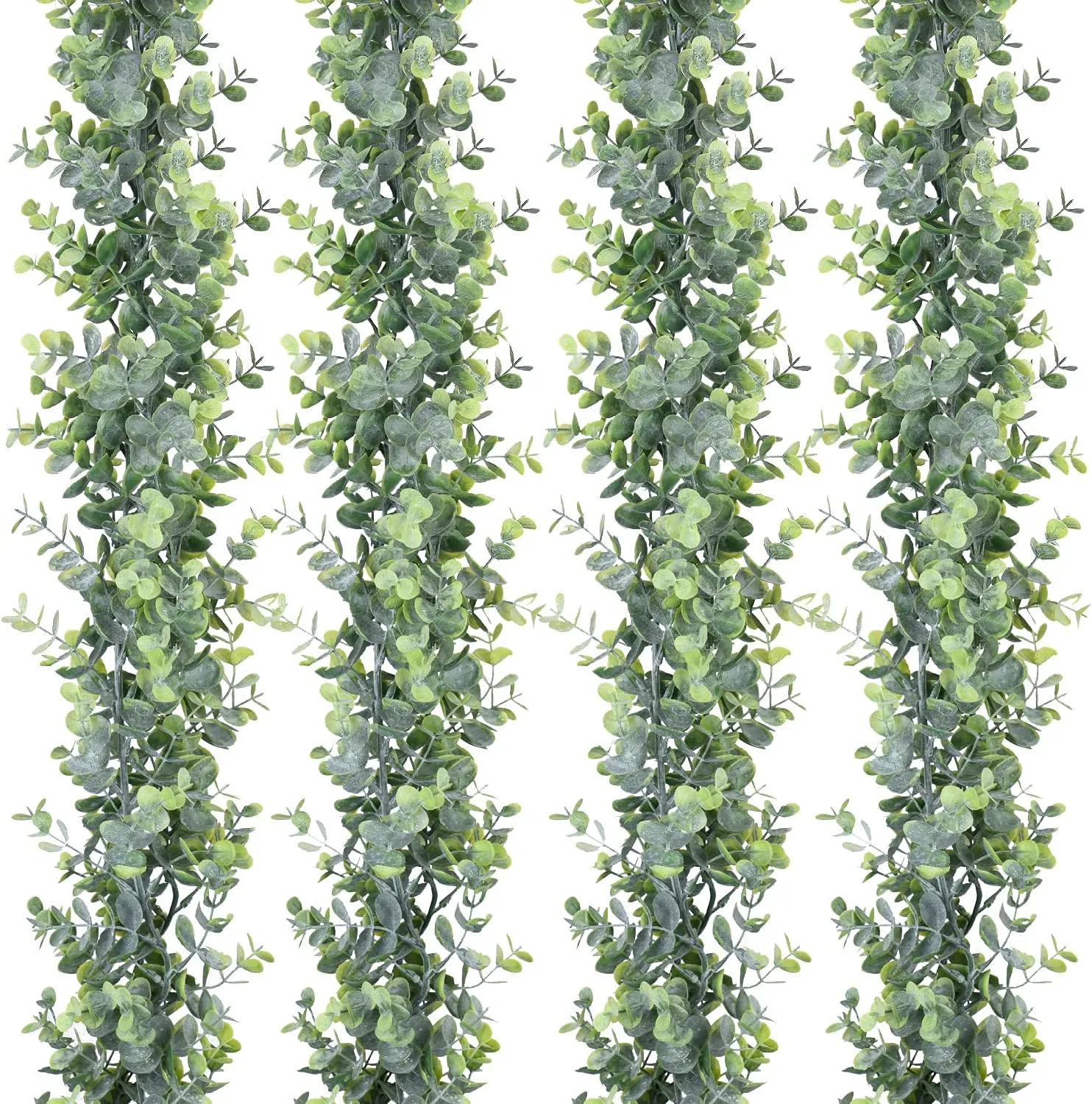 DearHouse 4 Pack Faux Eucalyptus Garland Plant, Artificial Vines Hanging Eucalyptus Leaves Greenery Garland for Wedding Backdrop Arch Wall Decor, 6 Feet/pcs UV Protected Indoor Outdoor