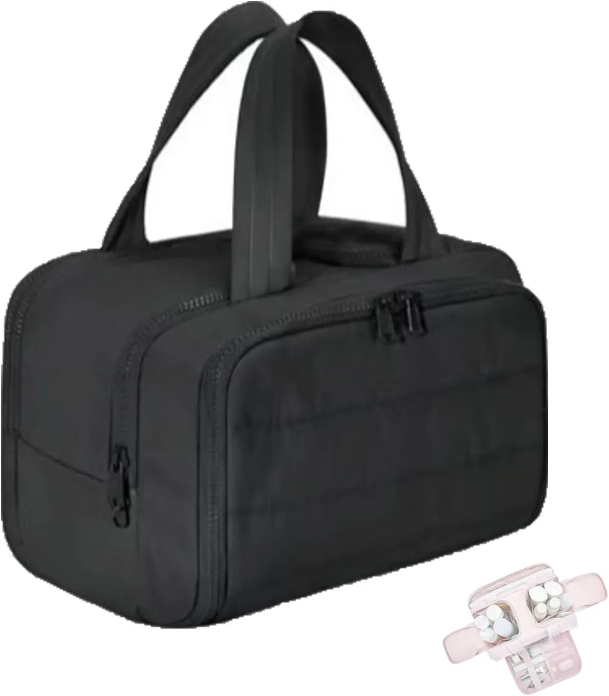 Decisivte large capacity wide-open travel cosmetic bag,Decisivte Cosmetic Bag,Travel Toiletry 𝐁𝐚𝐠,Wide-Opening Proof Organizer for Women, for Traveling, Shower & Toiletries (Black)
