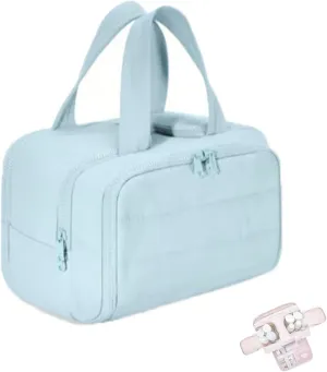 Decisivte large capacity wide-open travel cosmetic bag,Decisivte Cosmetic Bag,Travel Toiletry 𝐁𝐚𝐠,Wide-Opening Proof Organizer for Women, for Traveling, Shower & Toiletries (blue)