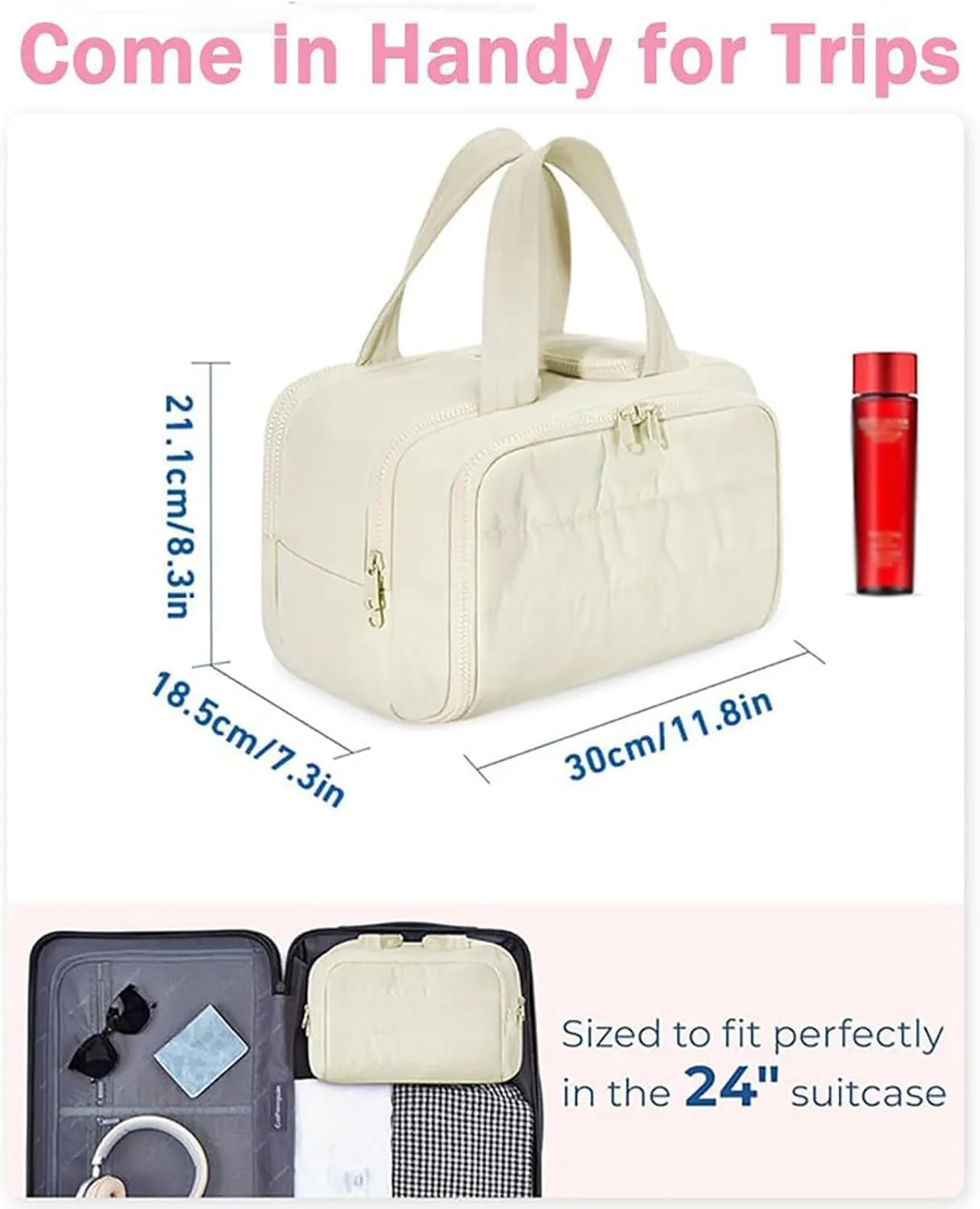 Decisivte large capacity wide-open travel cosmetic bag,Decisivte Cosmetic Bag,Travel Toiletry 𝐁𝐚𝐠,Wide-Opening Proof Organizer for Women, for Traveling, Shower & Toiletries (blue)