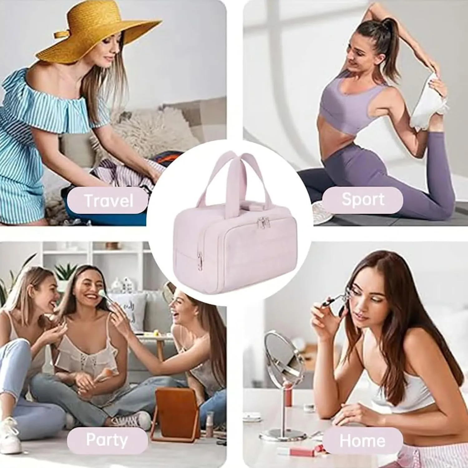 Decisivte large capacity wide-open travel cosmetic bag,Decisivte Cosmetic Bag,Travel Toiletry 𝐁𝐚𝐠,Wide-Opening Proof Organizer for Women, for Traveling, Shower & Toiletries (blue)